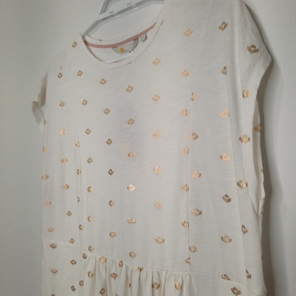Boden Jersey TShirt Dress Glorious British Style White Gold Foil Womens Size 10R - Picture 3 of 15